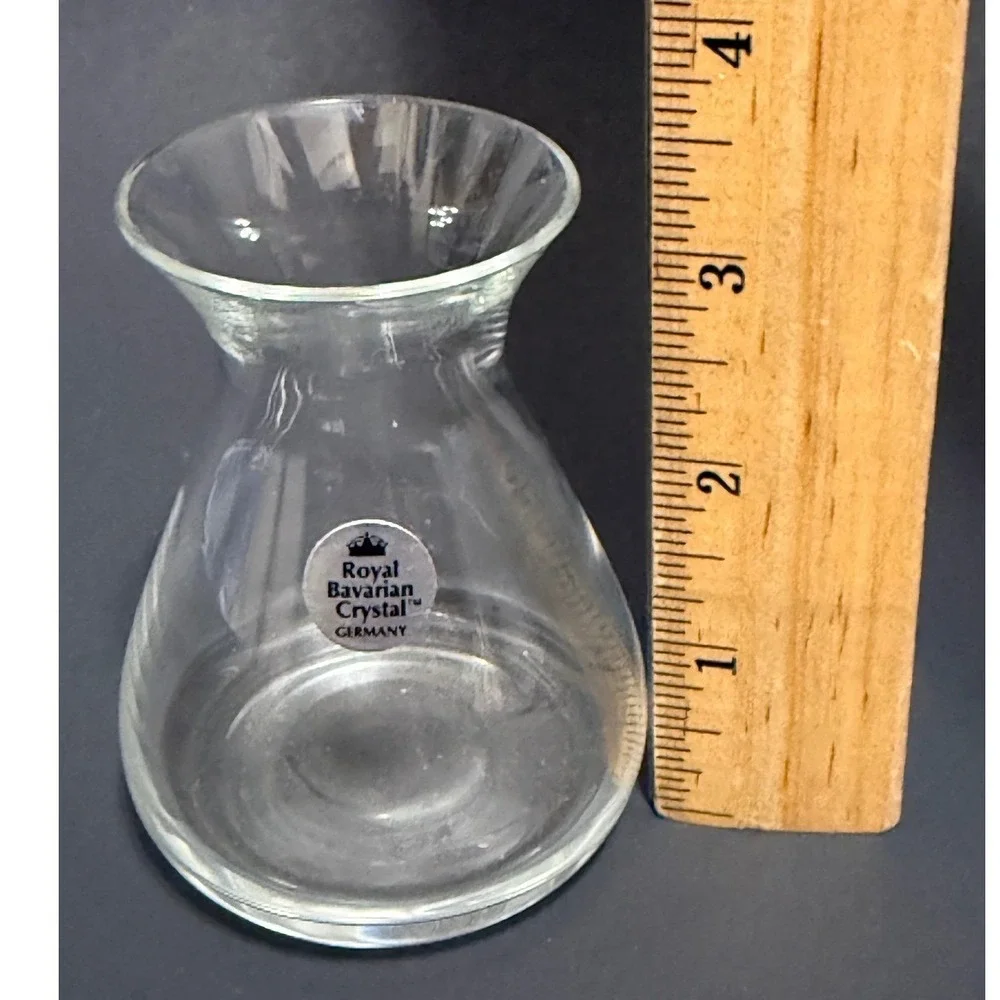 Royal Bavarian Crystal Germany Clear Glass Bud Vase 3.5 Inch Flared Rim Weighted